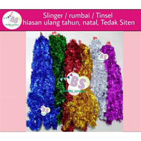 Jual Slinger Rumbai Natal Tinsel Hiasan Parcel Natal Warna Warni