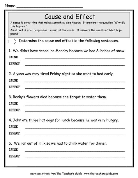 Activity Sheets For Grade 1 Cause And Effect