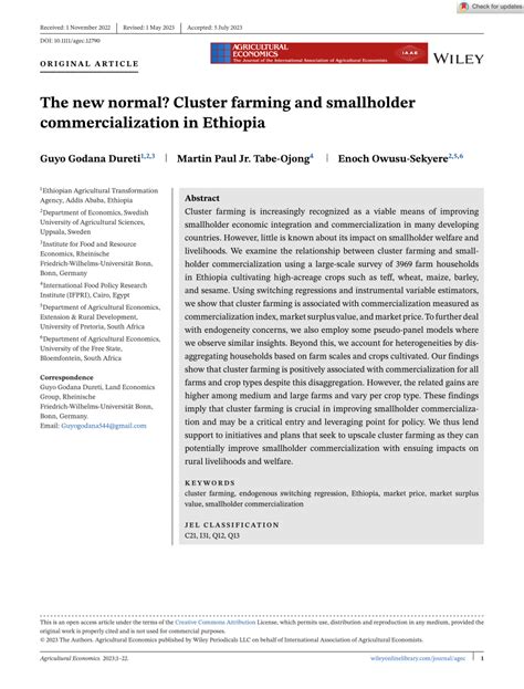 PDF The New Normal Cluster Farming And Smallholder Commercialization