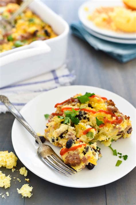 Leftover Cornbread Breakfast Casserole Foxes Love Lemons