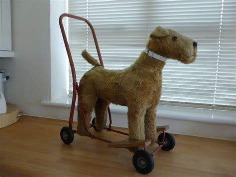 Vintage Dog On Wheelsfox Terrier Push Along Pull Along Toy Dog