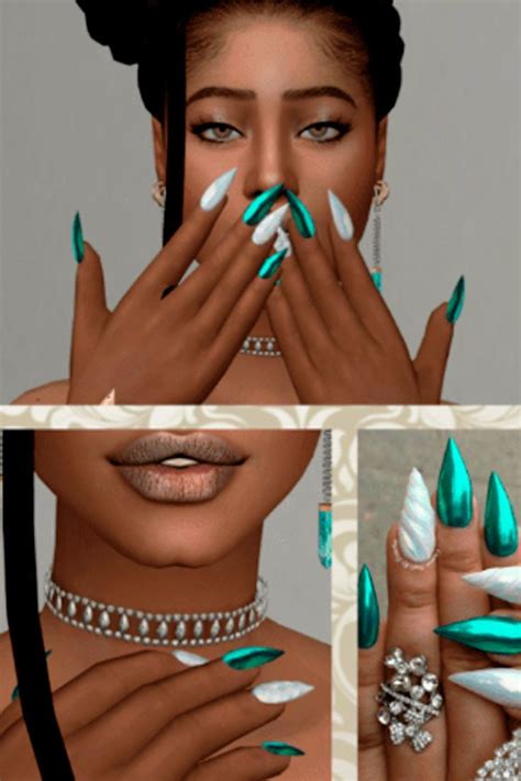 Hottest Sims Cc Nails Short Long Sims Nails Cc Nails Green Nails