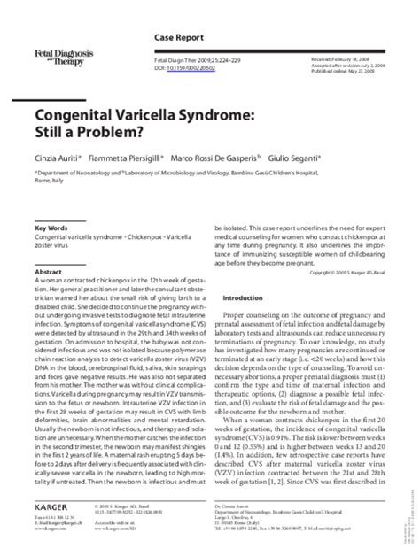 Pdf Congenital Varicella Syndrome Still A Problem