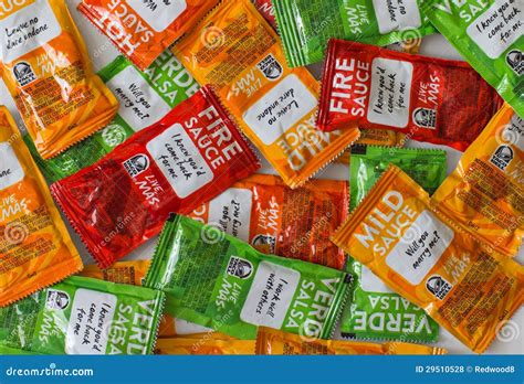 Taco Bell Sauces editorial stock photo. Image of taco - 29510528