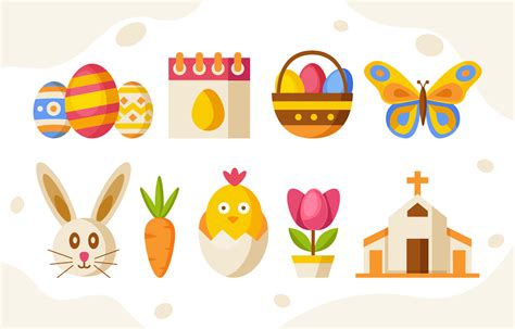 Flat Easter Icon Collection 2073106 Vector Art At Vecteezy