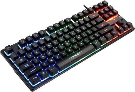 Amandaj Teclado Mecánico Profesional Para Videojuegos Ergonómico Con Retroiluminación Arco Iris