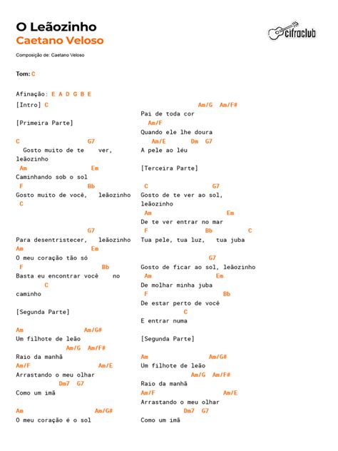 Letras De Caetano Veloso O Leãozinho - Letra da Música "O Leãozinho" | PDF
