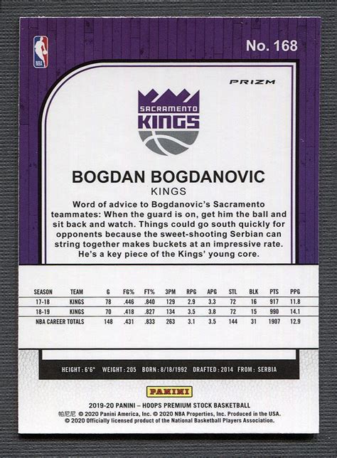 2019 Hoops Premium Stock Prizms Purple Disco 168 Bogdan Bogdanovic EBay