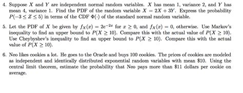 Suppose X And Y Are Independent Normal Random