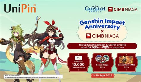 Genshin Impact Anniversary Bareng UniPin CIMB Niaga UniPin