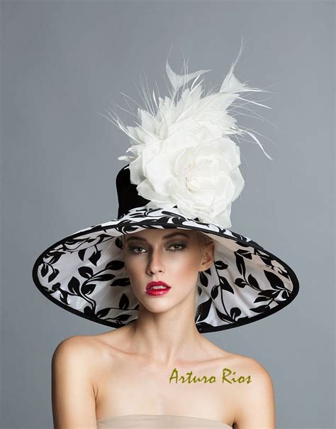 Black and white Derby Hat Kentucky derby Classic Hat Couture