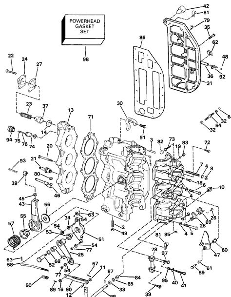 Johnson Outboard Parts By HP 70 1992 J70TLEND 1992 CYLINDER