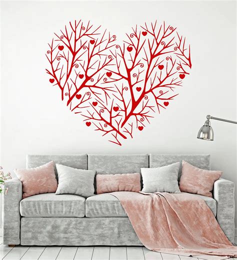 Vinyl Wall Decal Heart Love Tree Beautiful Branch Romance Stickers Art