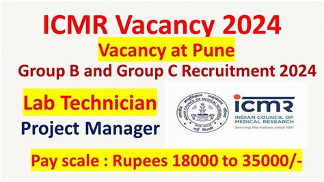 ICMR Vacancy 2024 Lab Technician Vacancy ICMR Pune Vacancy