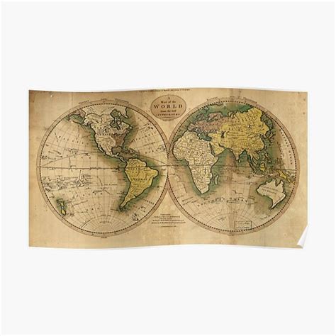 4K Vintage Map of the World | HD Old World's Map | HD Antique World's Map 1796 Premium Matte ...