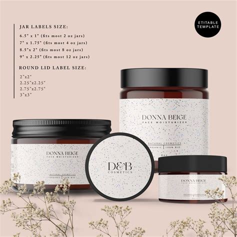 Editable Cosmetic Label Template Customisable Beauty Product Etsy