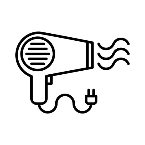 Hair Dryer Icon Vector Or Logo Illustration Outline Black Color Style