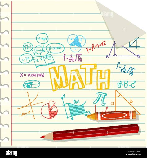 Doodle Math Formula With Mathematics Font On Notebook Page Illustration