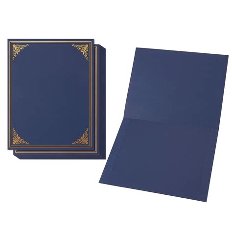 12 Pack A4 Certificate Holder With Pre Cut Corner Slots Blue And Gold