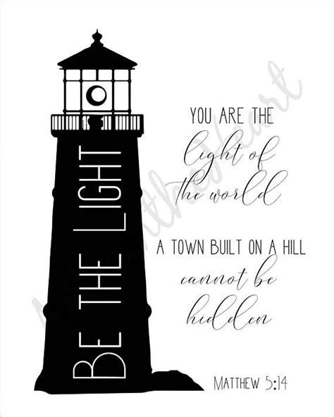 Be The Light Print Bible Verse Art Matthew 5 14 You Are The Etsy