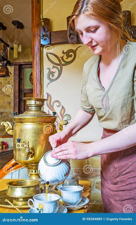 The Hot Russian Tea Editorial Stock Image Image Of Samovar
