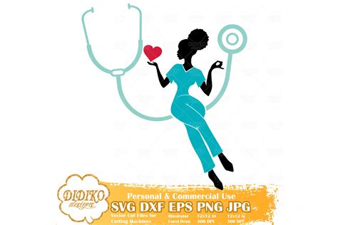 Black Nurse | Afro Woman Nurse Svg | Stethoscope Svg