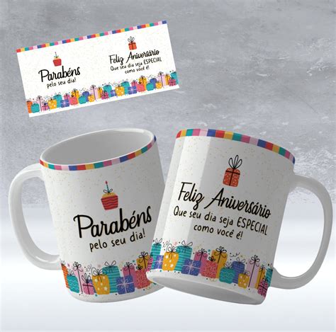 Caneca Personalizada Feliz Aniversário Parabéns Elo7