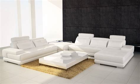 Four Pieced Leather Sectional Sofa with Adjustable Headrests ...