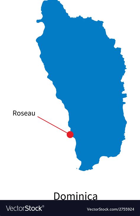 Detailed map of dominica and capital city roseau Vector Image