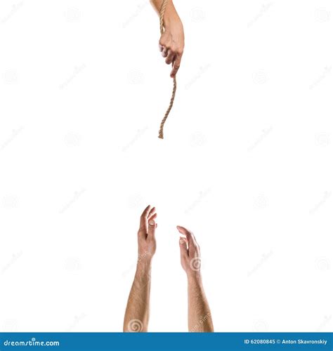 Female Hand Holding Out The Rope Man In Trouble Stock Image Image Of