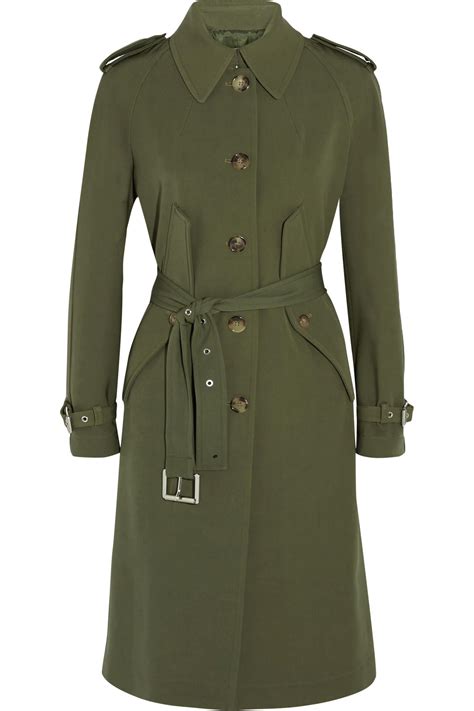 Michael Kors Wool Gabardine Trench Coat In Army Green Green Lyst