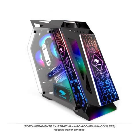 Games Gabinete Gamer PIXXO GS Lumine Led RGB Lateral De Vidro Pr