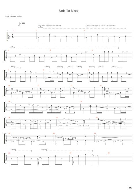 Fade To Black Fingerstyle 吉他谱 Gtp谱 Metallica 金属乐队