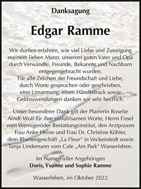 Traueranzeigen Von Edgar Ramme Abschied Nehmen De