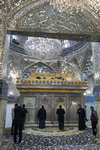 Men At A Heavily Decorated Shrine Inside The Great Mosque Of Kufa