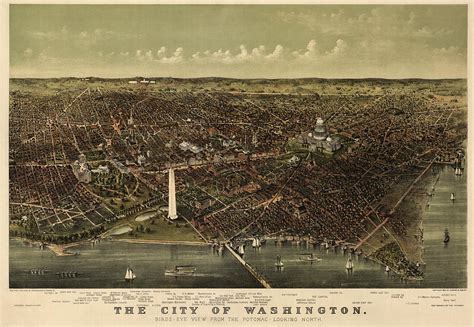 Antique Map Of Washington DC By Currier And Ives Circa 1892 Drawing