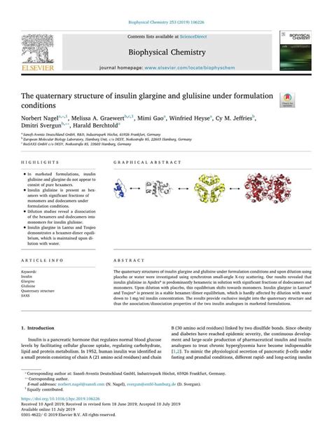 The Quaternary Structure of Insulin Glargine and Glulisine Under ...