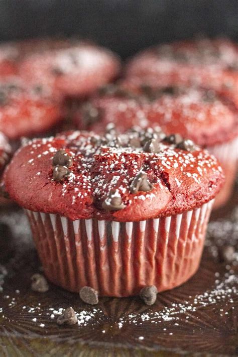 Easy Red Velvet Chocolate Chip Muffins Recipe Practically Homemade