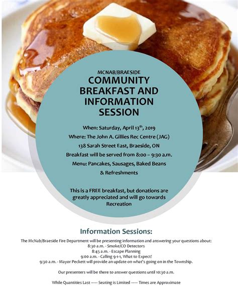 Community Breakfast And Information Session The Township Of Mcnabbraeside