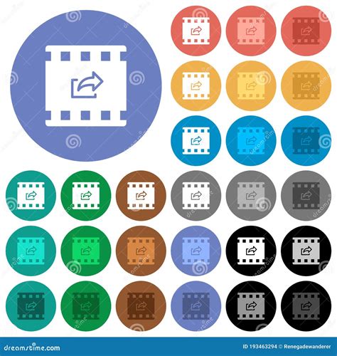 Export Movie Round Flat Multi Colored Icons Stock Vector Illustration