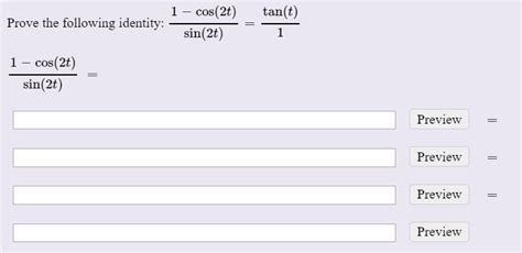 Solved 1 Cos2t Sin2t Tant Prove The Following