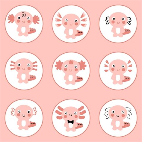 Premium Vector Hand Drawn Axolotls Stickers Collection Perfect For