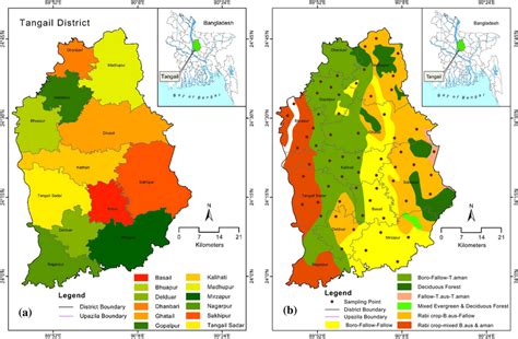 Map Showing The Upazilas Of Tangail District A And The Sampling Points