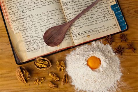 An Old Hand Written Cook Book With Recipes Old Recipes Stock Image