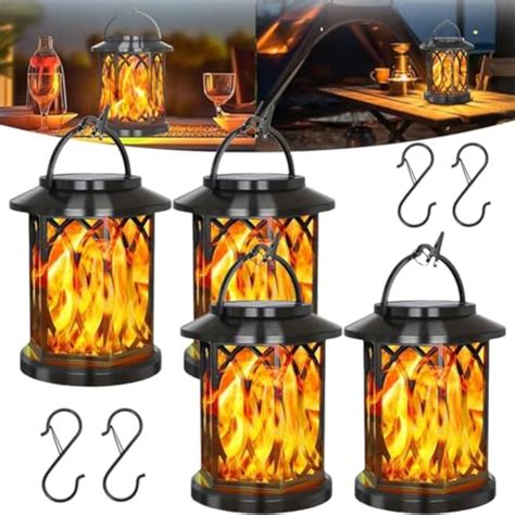 Gosibconp Upgraded Flickering Flame Solar Lantern Outdoor Waterproof
