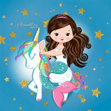 Buy Mermaid And Unicorn Clipart Blonde Mermaid Unicorn Unicorn Online