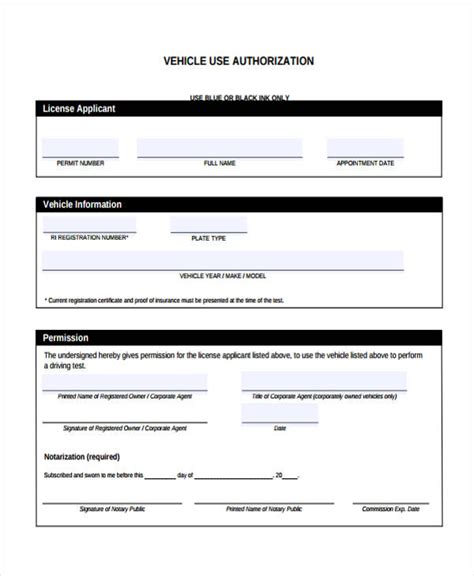 Free Vehicle Authorization Forms In Pdf Ms Word Authorizationform Net