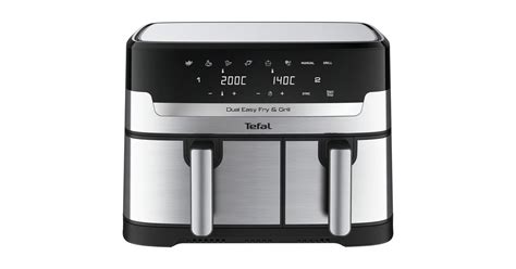 Tefal Doppel Hei Luftfritteuse Dual Easy Fry Grill Edelstahl Schwarz