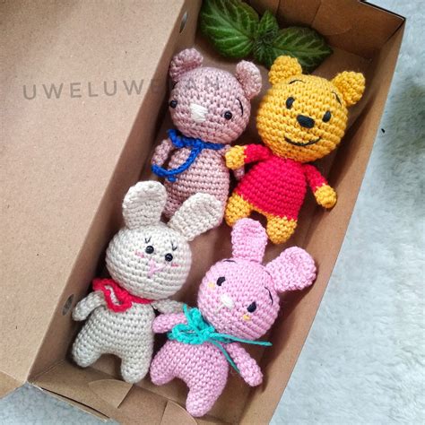 Jual Ready Stock Small Amigurumi Boneka Rajutan Beruang WInnie