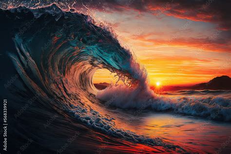 Beach Waves At Sunset